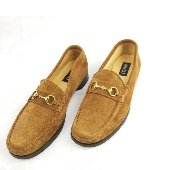 Vtg Gucci Like Van Eli Frolicca Horse Bits Brown Suede Loafers Sz 9M EUC - Picture 9 of 14